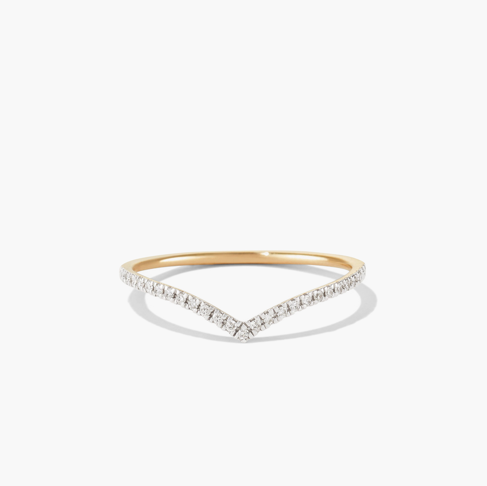 PavÃ© Diamond Wishbone Ring: 14k gold ring adorned with pavÃ© diamonds, forming a delicate wishbone shape.