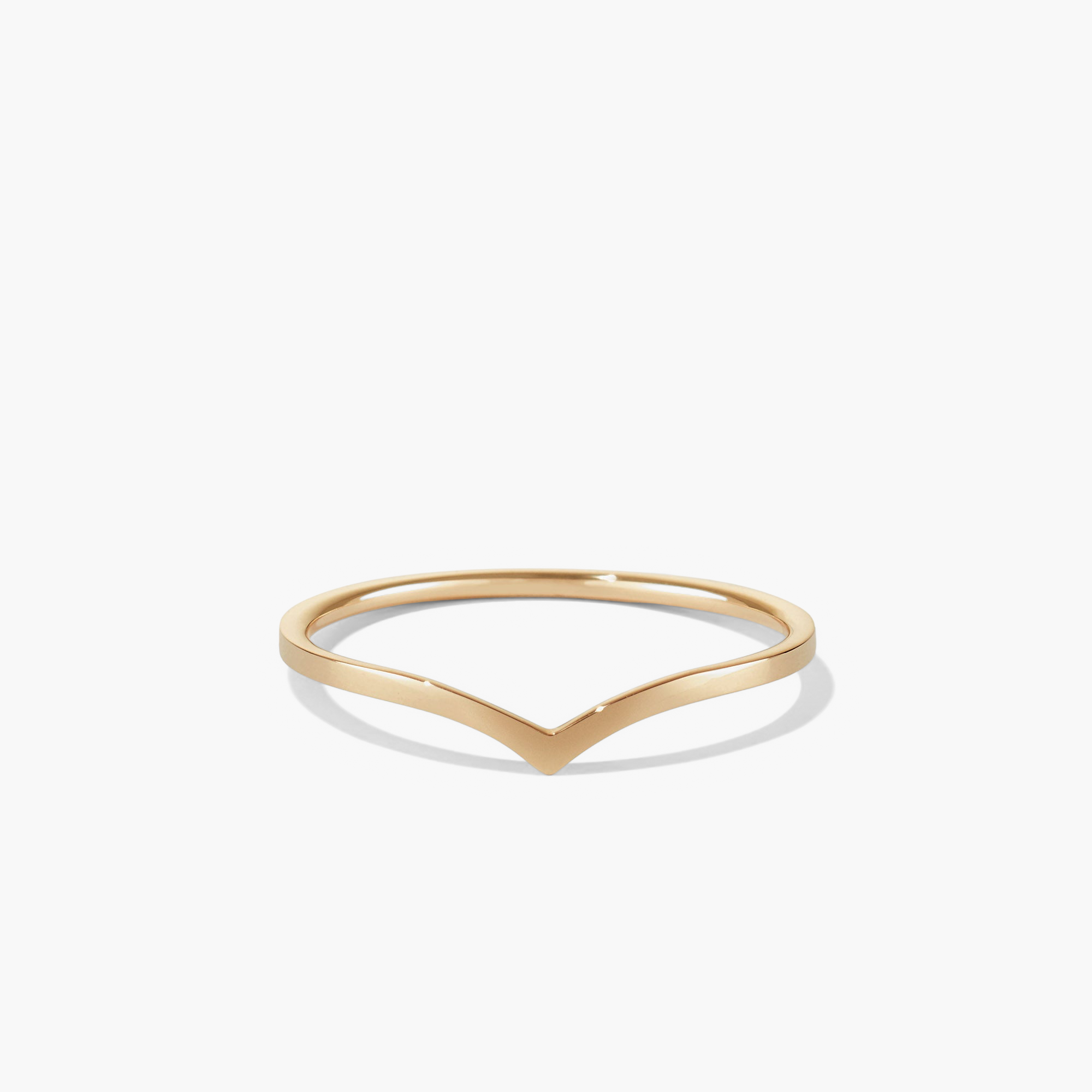 Wishbone Ring: 14k solid gold ring with a curved edge, ideal for stacking and as a good luck charm. Handcrafted for elegance and style.