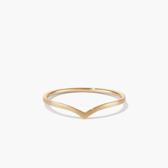 Wishbone Ring: 14k solid gold ring with a curved edge, ideal for stacking and as a good luck charm. Handcrafted for elegance and style.