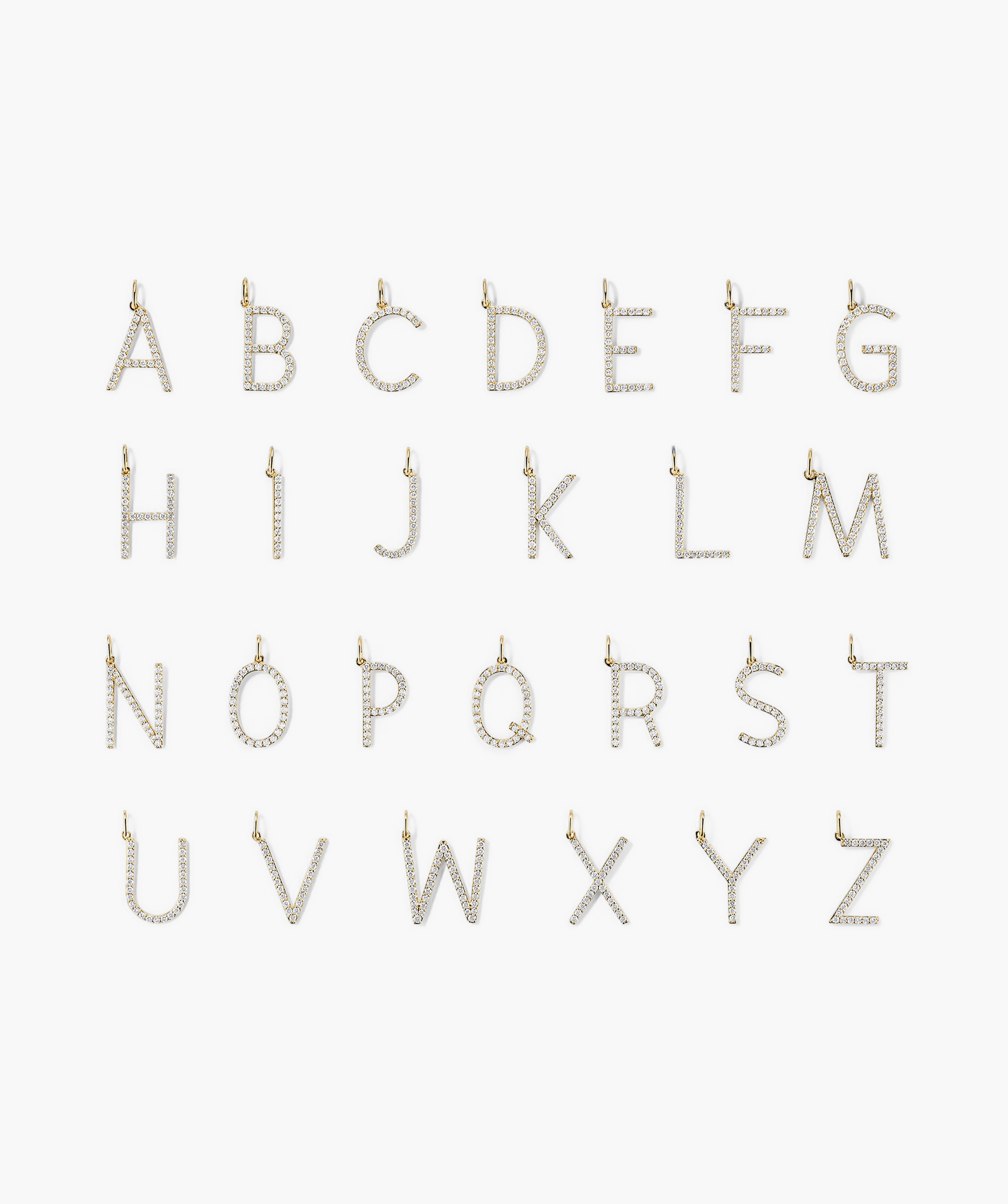 Lab Grown Diamond Oversized Letter Charm: Handcrafted 14k gold charm featuring lab-grown diamonds, shaped into oversized letters for personalized jewelry.
