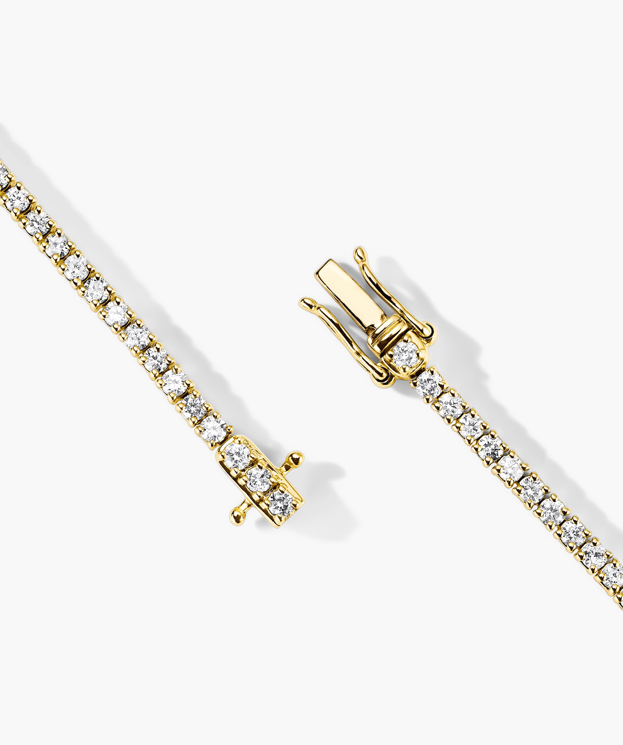 Diamond Tennis Necklace 1.8mm: A close-up of a 14k solid gold chain adorned with responsibly sourced diamonds, showcasing its elegant clasp and sparkling design.