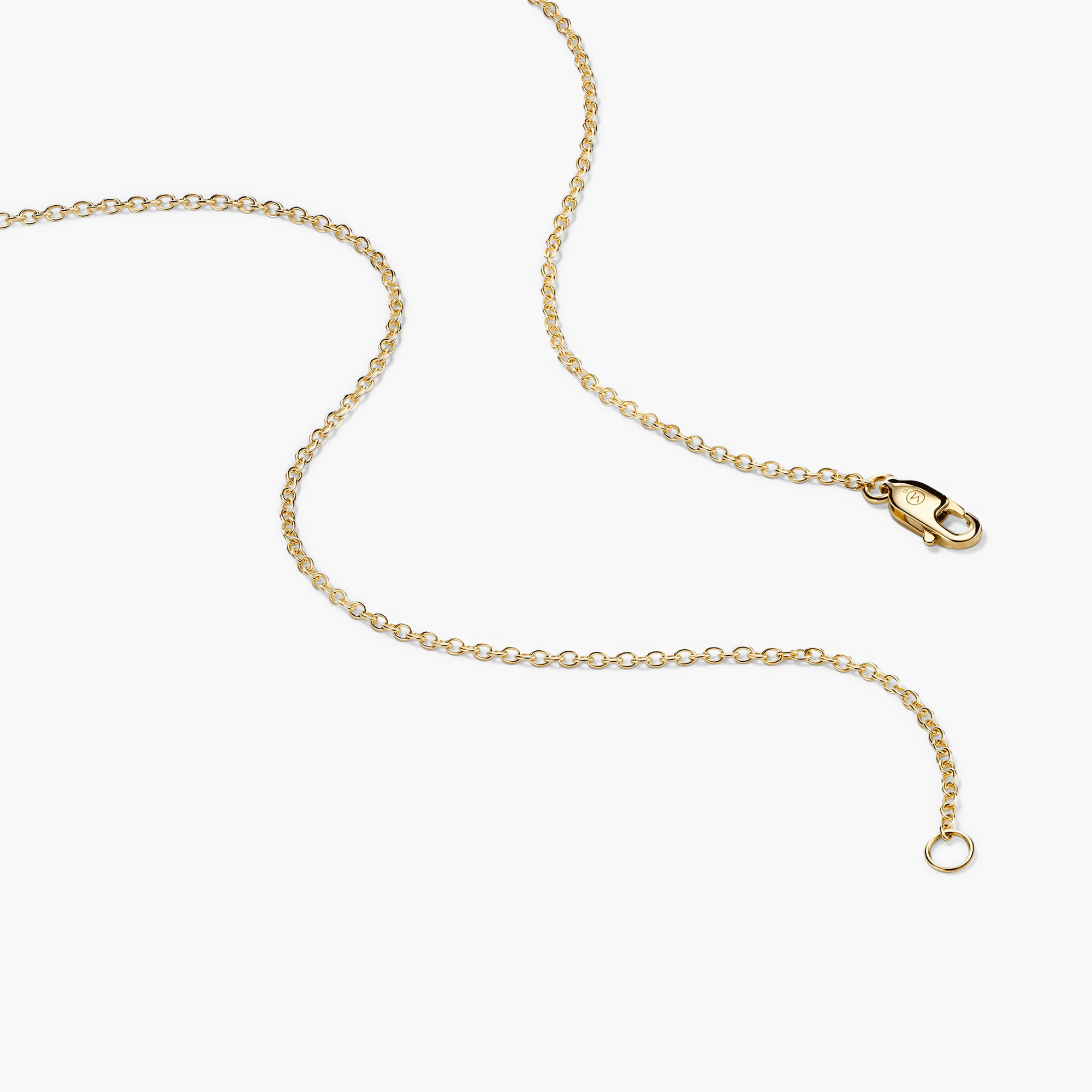 Cable Chain Necklace: A sleek gold chain featuring a clasp and fish charm, handcrafted in 14k solid yellow gold, offering timeless elegance.
