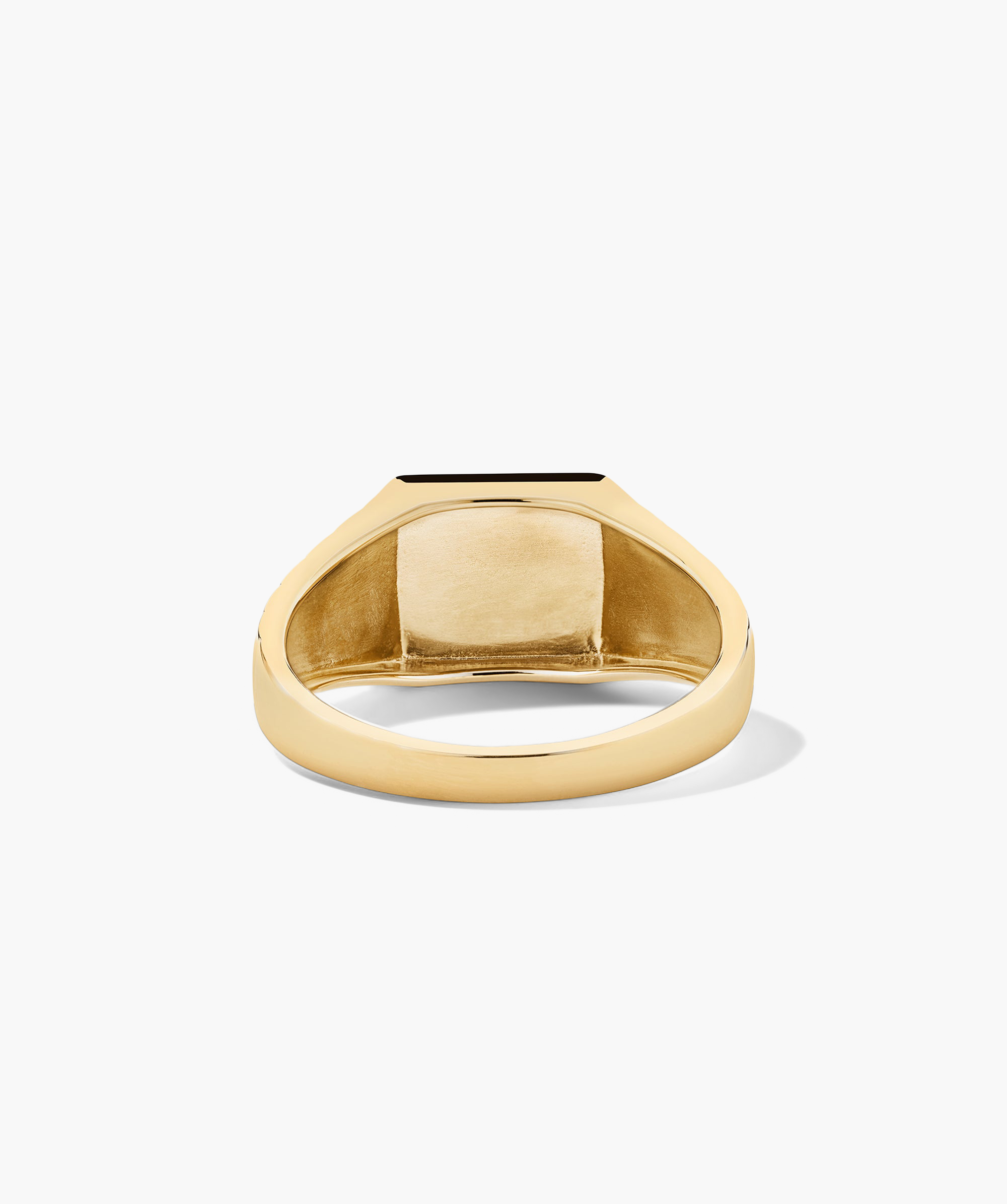 Square Signet Ring with a bold square-cut black stone set in gold, perfect for a statement piece in your ring collection.
