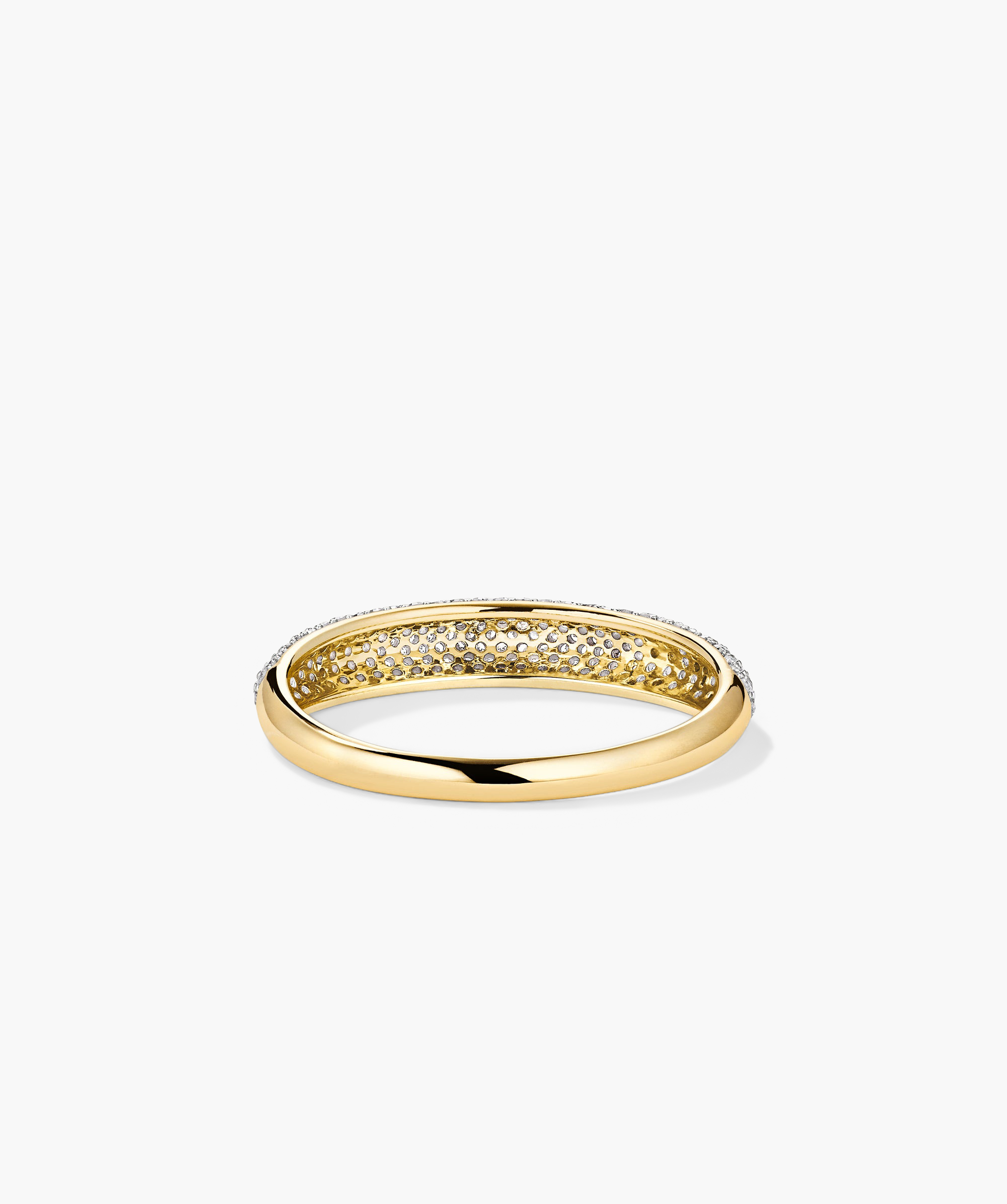 PavÃ© Diamond Thin DÃ´me Ring in 14k gold, adorned with multiple diamonds for a striking, luxurious statement.
