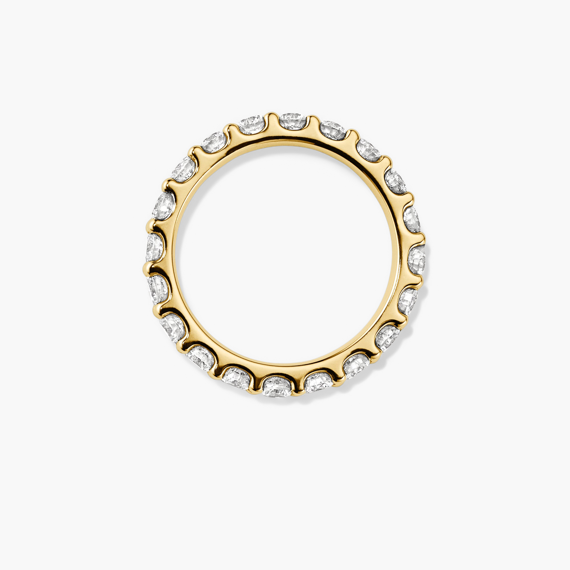 3mm Bold Diamond Eternity Band in 14k gold, featuring 22 round brilliant cut diamonds hand-set in open prongs for enhanced sparkle.