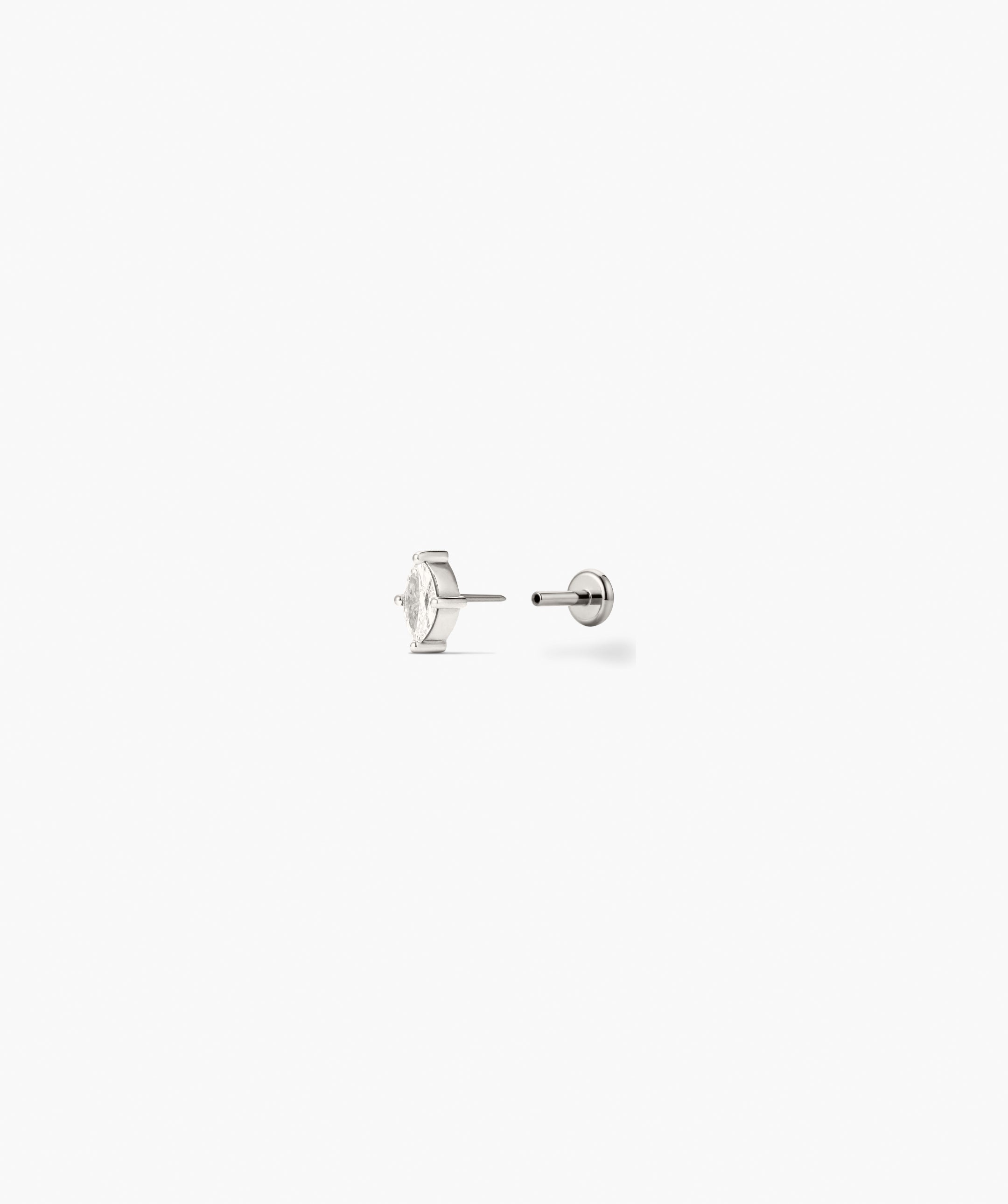 Piercing Studio - Lab Grown Diamond Marquise Studs featuring a brilliant-cut stone in a four-prong setting with a detachable screw-back post for secure wear.