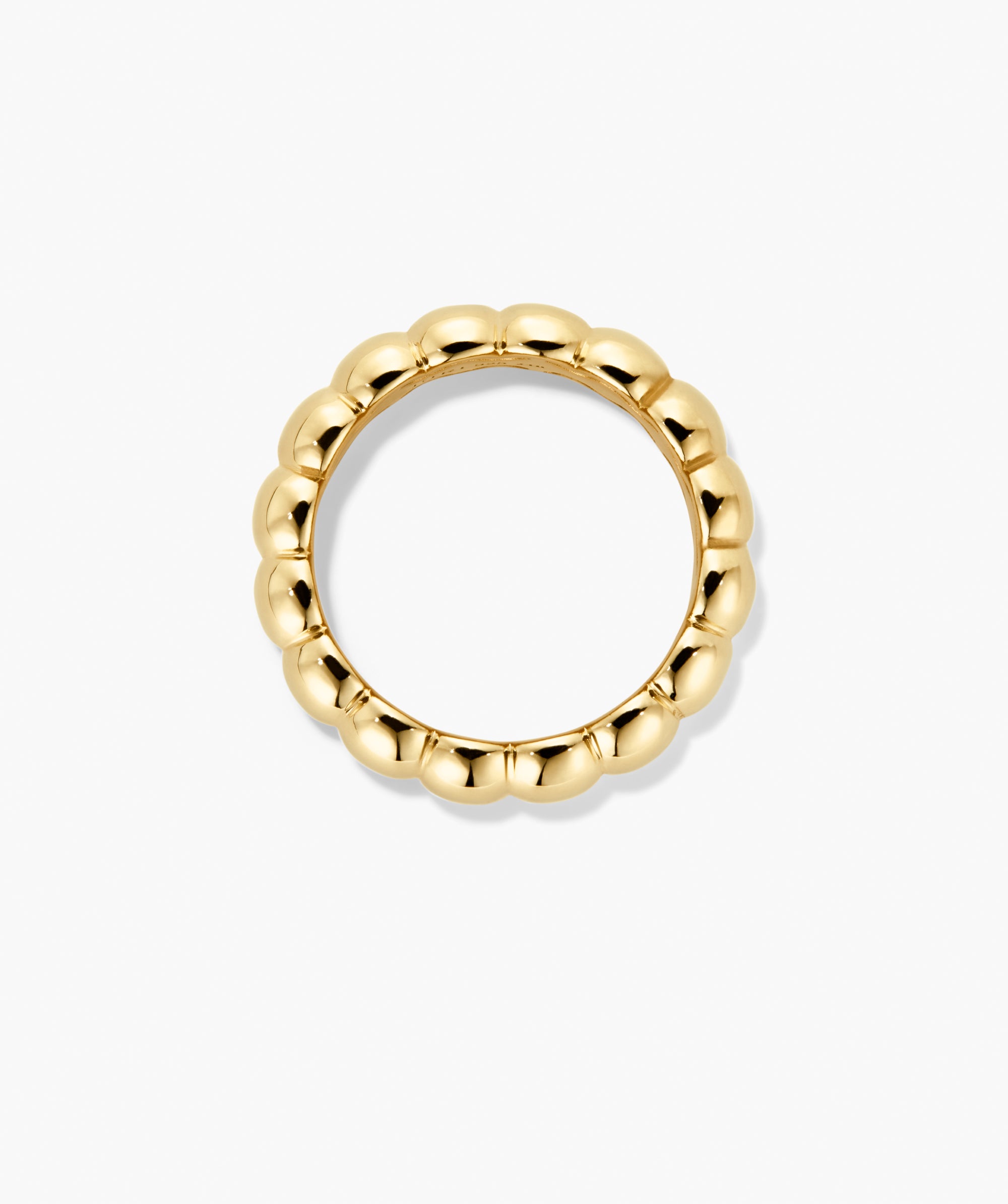 Puffy Charlotte Stacker Ring with small, rounded beads fused together, offering glossy curves and bold shine, ideal for stacking.