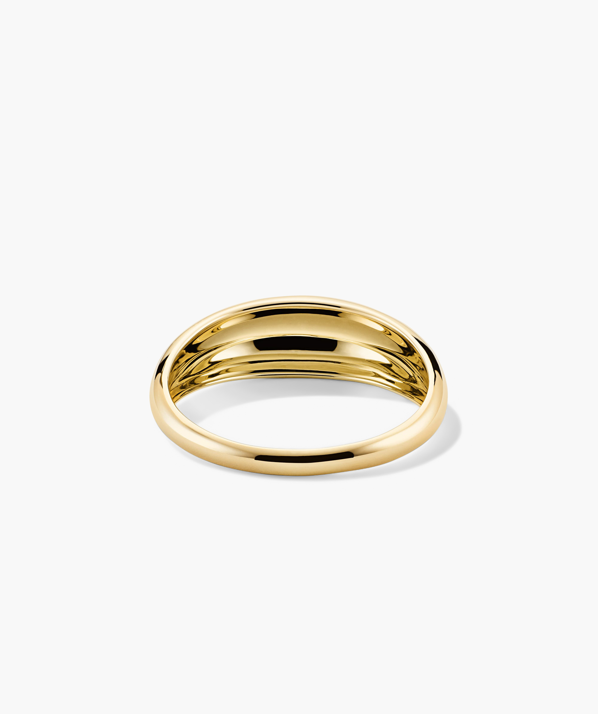 Thin DÃ´me Ring: A handcrafted 14k solid gold ring with a classic bold design, lightweight for comfort. Ideal for stacking with daintier rings.