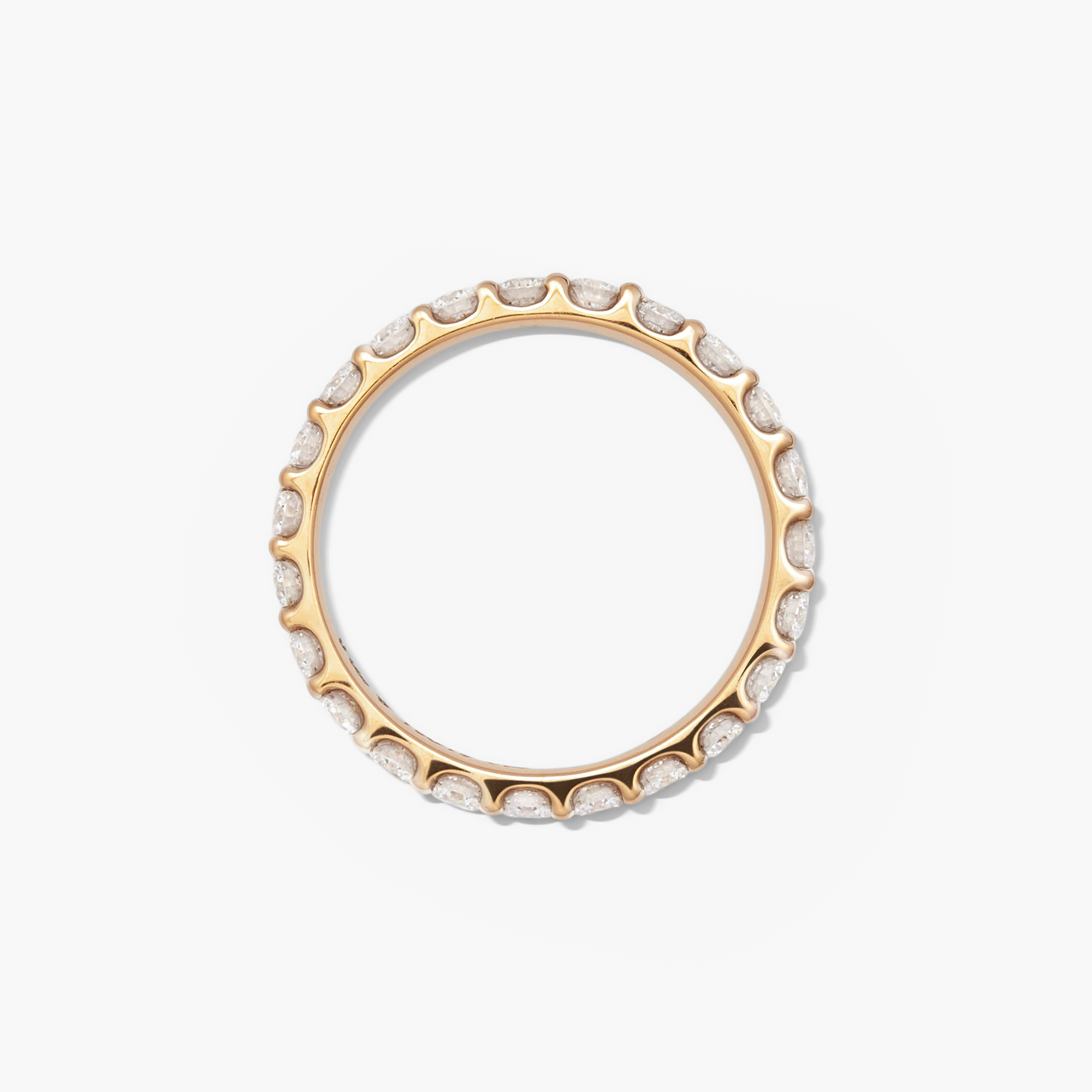 Bold Diamond Eternity Ring: 14k solid gold ring with 23 round brilliant cut diamonds set in open prongs for enhanced sparkle.