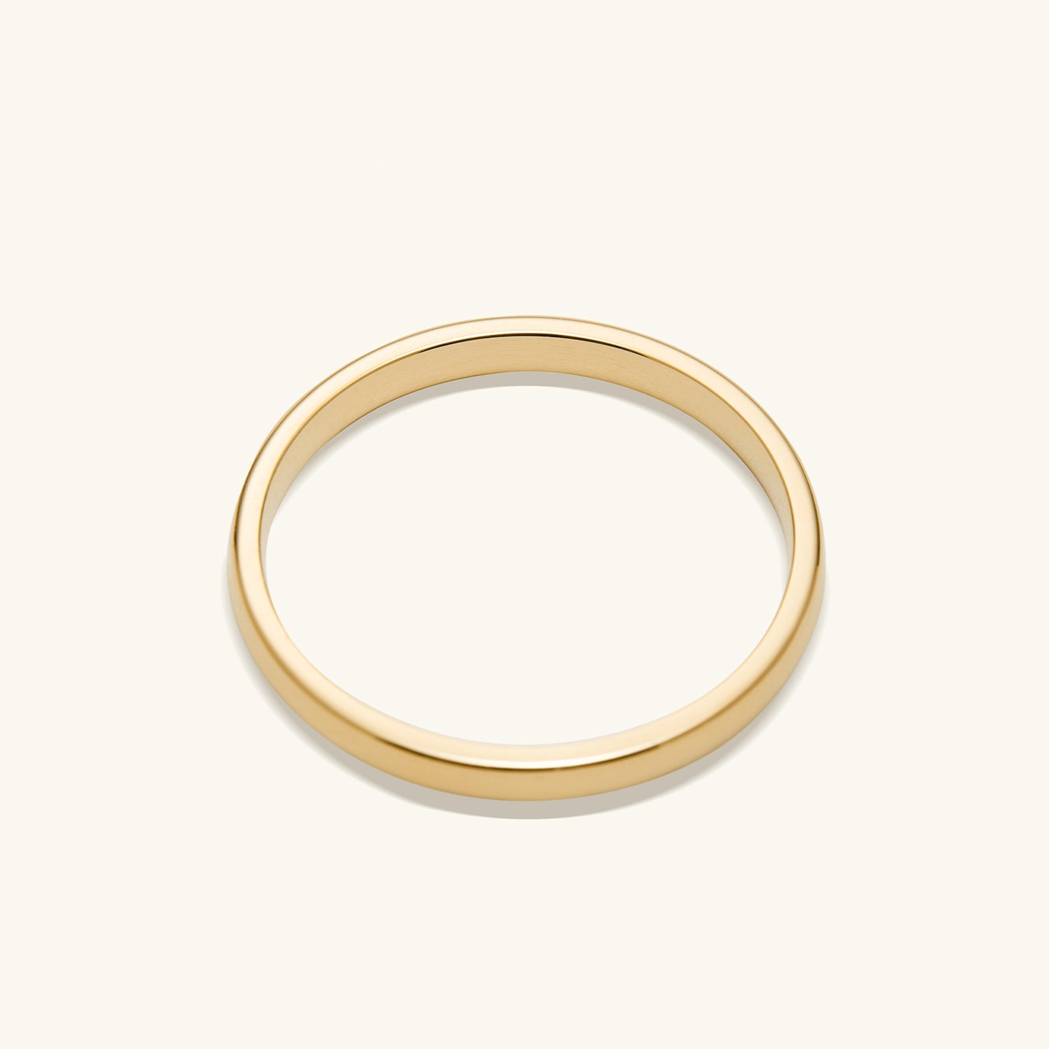2mm Curve Band: A sleek gold ring, simple yet elegant, perfect for marking significant life moments with lasting style and lightweight comfort.