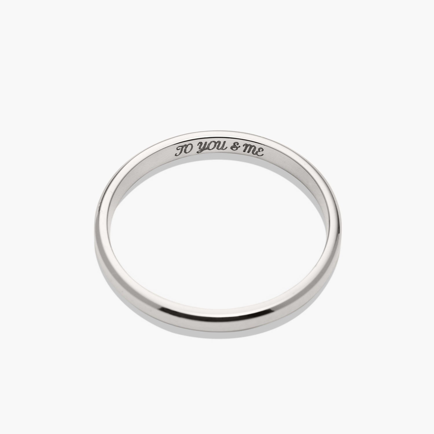 2mm Smooth Band: A silver ring with engraved text, symbolizing an unbreakable bond. Lightweight, handcrafted, and durable, perfect for daily wear or stacking.