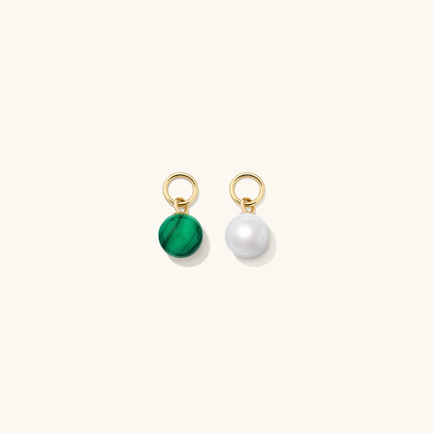 Single Pearl Hoop Charm featuring a green and white pearl, ideal for enhancing everyday hoops with a personalized touch for versatile styling.
