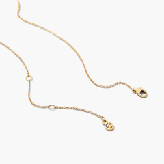PavÃ© Diamond Wishbone Necklace: 14k gold chain with a wishbone pendant, set with 13 pavÃ© diamonds, adjustable 15 to 17 inches.