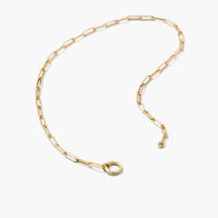 Paperclip Chain Charm Necklace with a central hole, designed to layer multiple charms, handcrafted in 14k recycled solid gold.