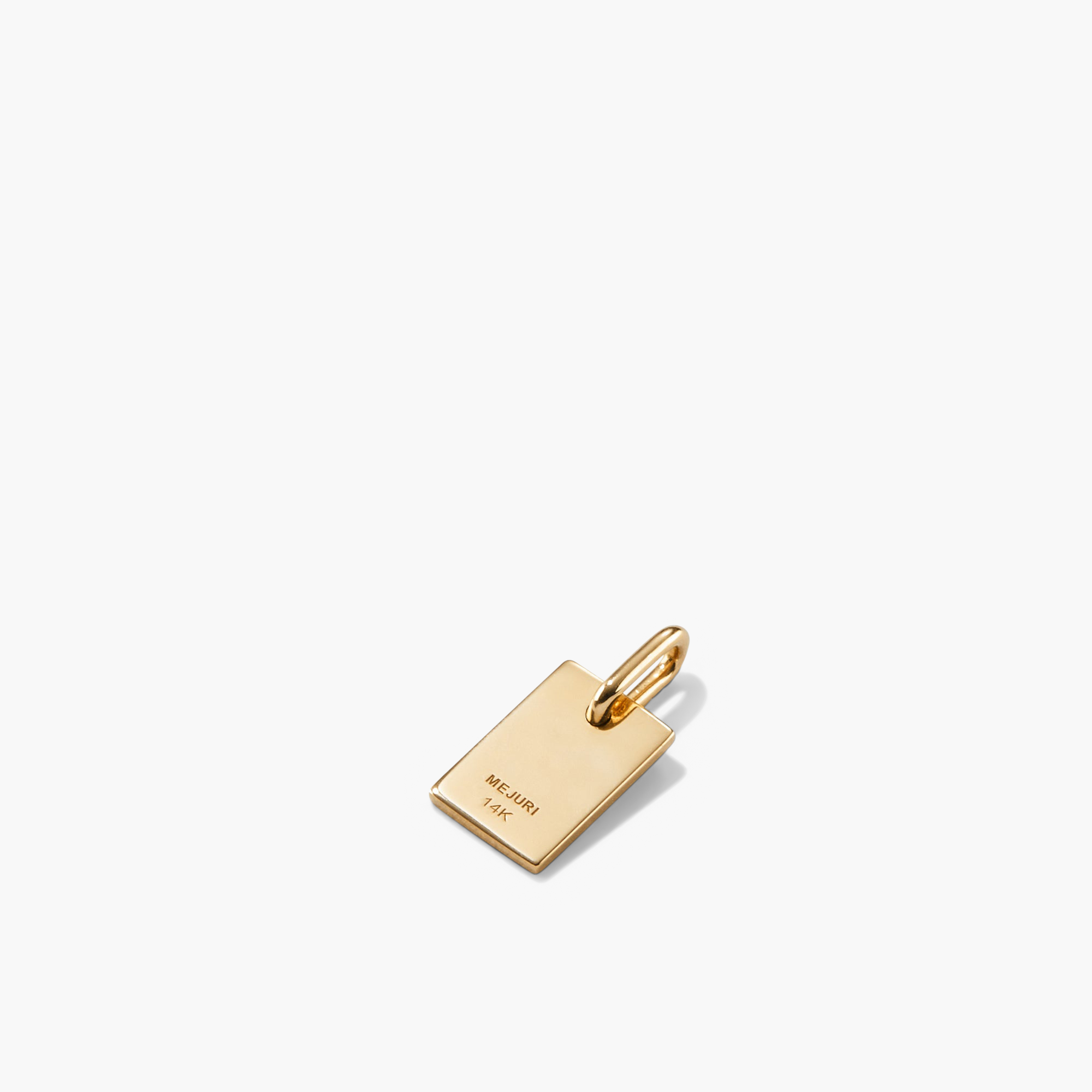 Pave Diamond Bail Tag Charm Pendant with a gold rectangular design, featuring a pavÃ© diamond-set bail, ideal for engraving and versatile styling.