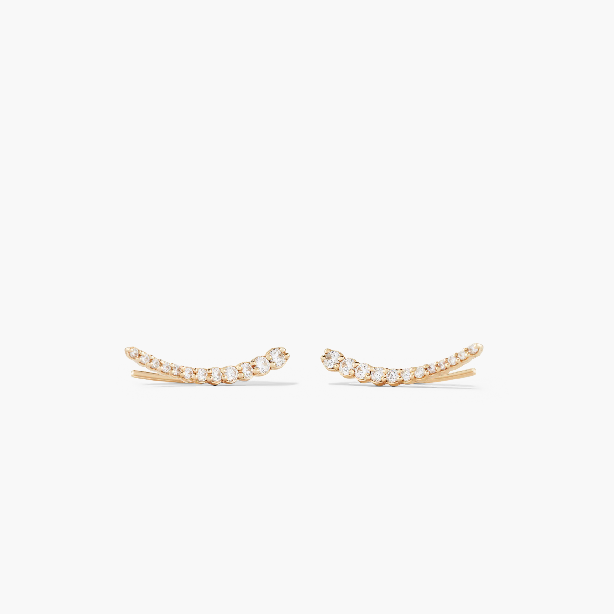 PavÃ© Diamond Climbers: Handcrafted 14k gold earrings featuring pavÃ© diamonds, designed to enhance your ear stack with a shimmering, elegant look.