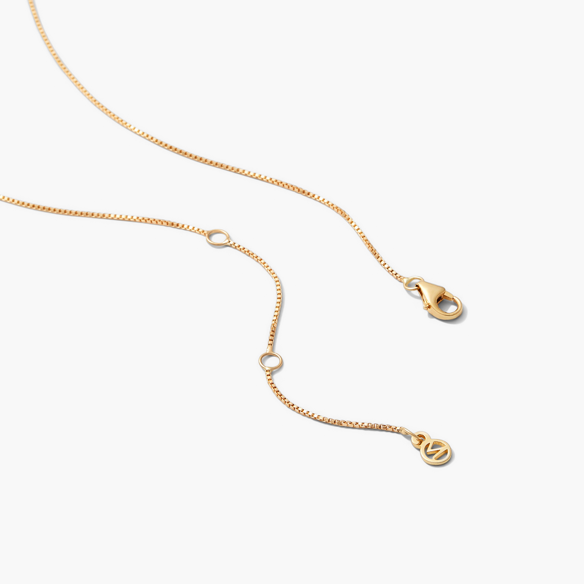Baby Box Chain Necklace featuring a delicate gold chain with an N pendant, perfect for adding a touch of elegance to any outfit.