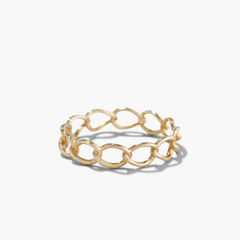Braided Ring: A close-up of a gold, chain-style braided ring, embodying a stronger together theme, showcased as a fashionable jewelry piece.