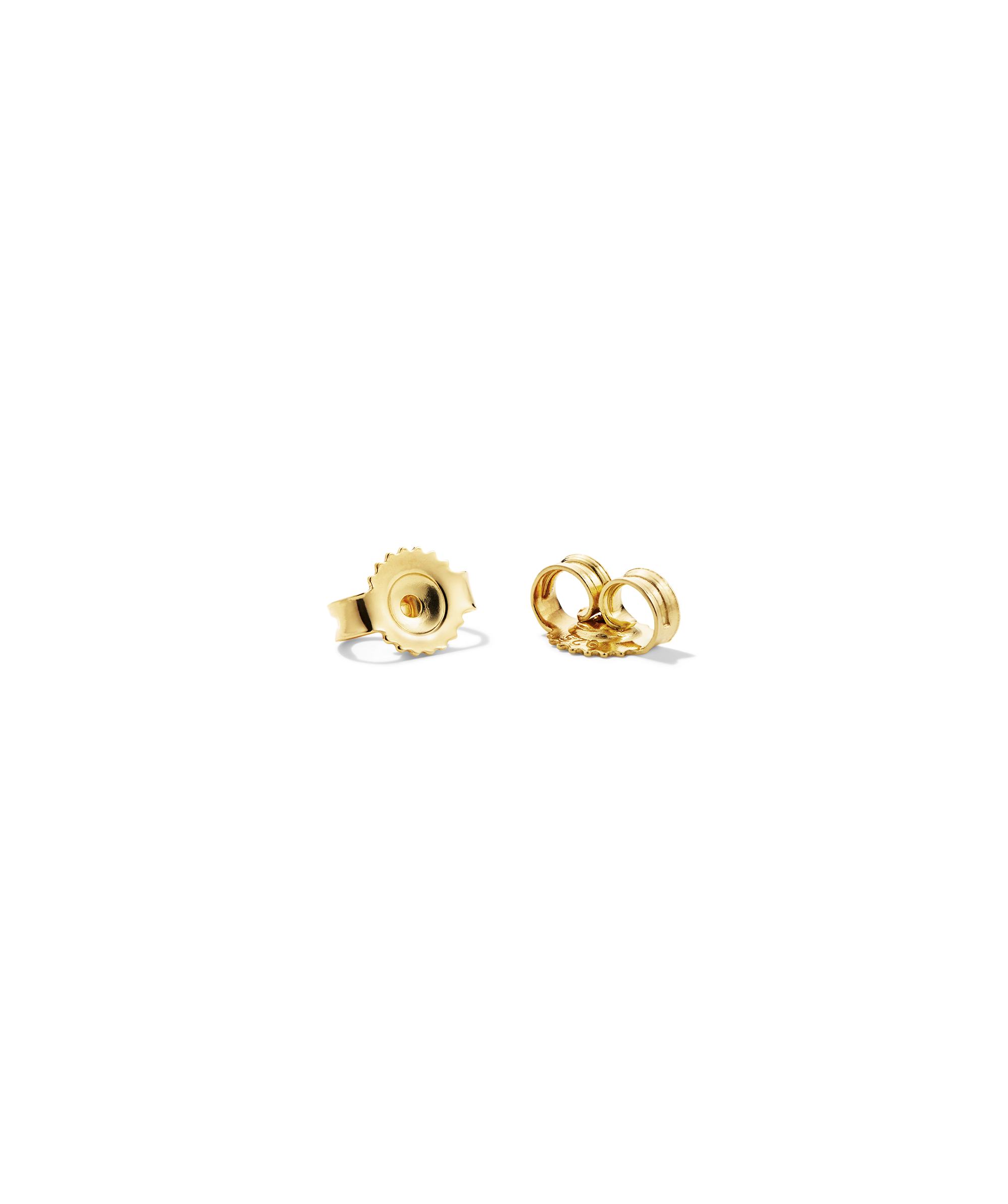 Butterfly Backing: Two gold-colored earring backs designed to securely hold stud earrings in place, ideal as replacements to prevent earring loss.