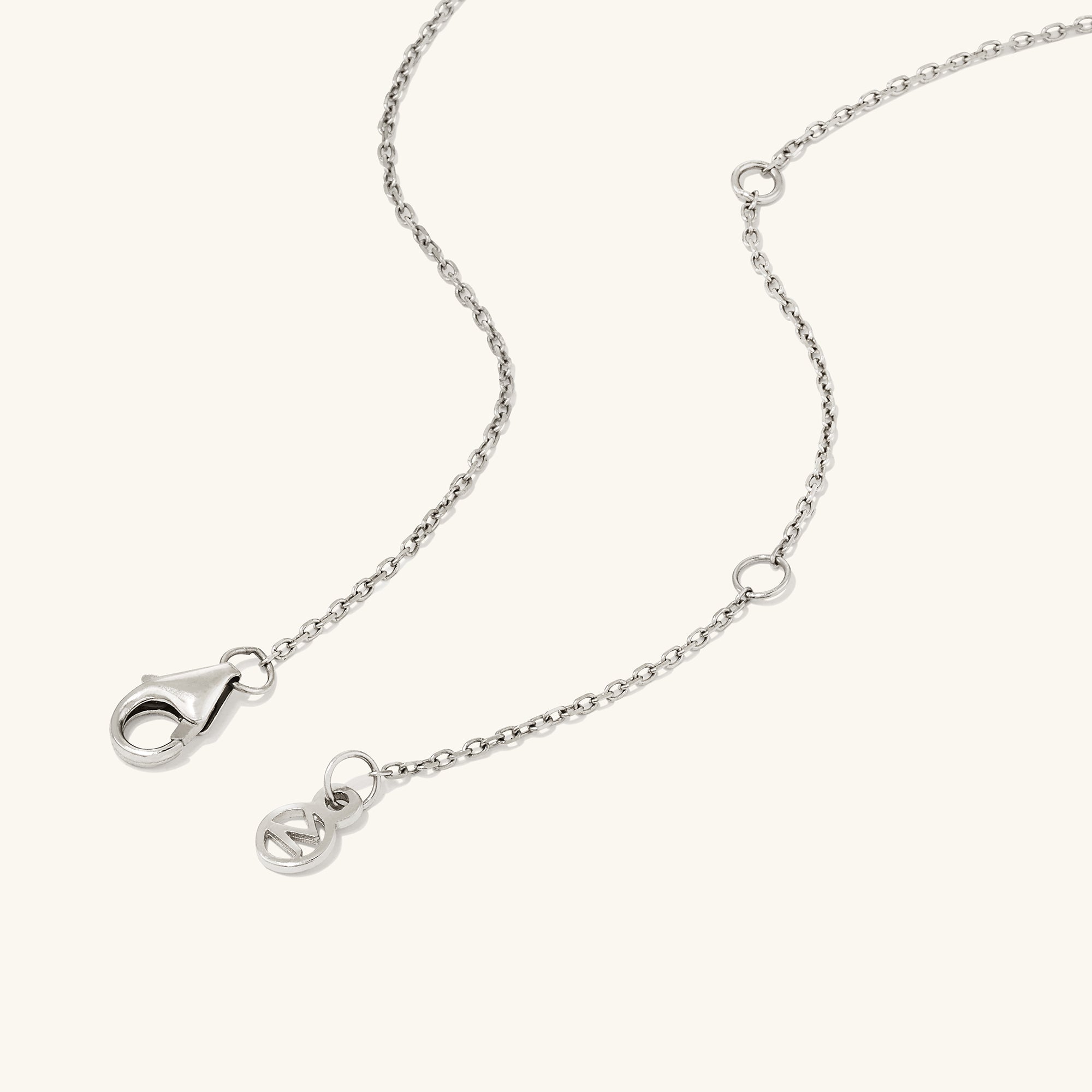 Large Diamond Necklace: A close-up of a silver chain with a clasp, featuring an elegant, heirloom-worthy design, perfect for holding onto forever.
