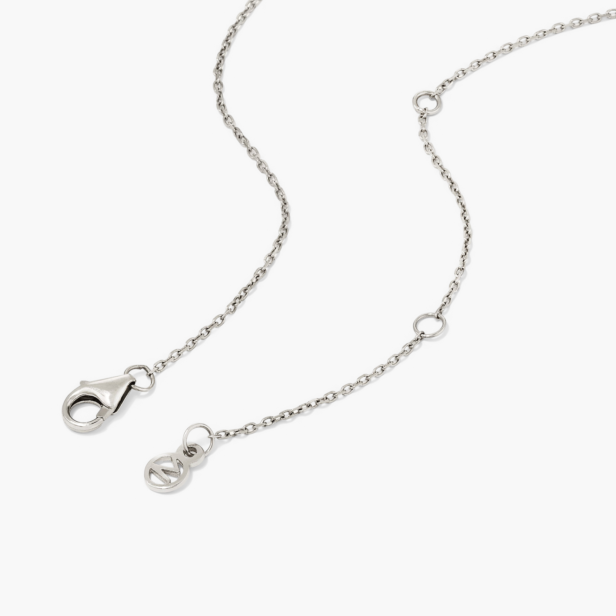 Large Diamond Necklace: A close-up of a silver chain with a clasp, featuring an elegant, heirloom-worthy design, perfect for holding onto forever.
