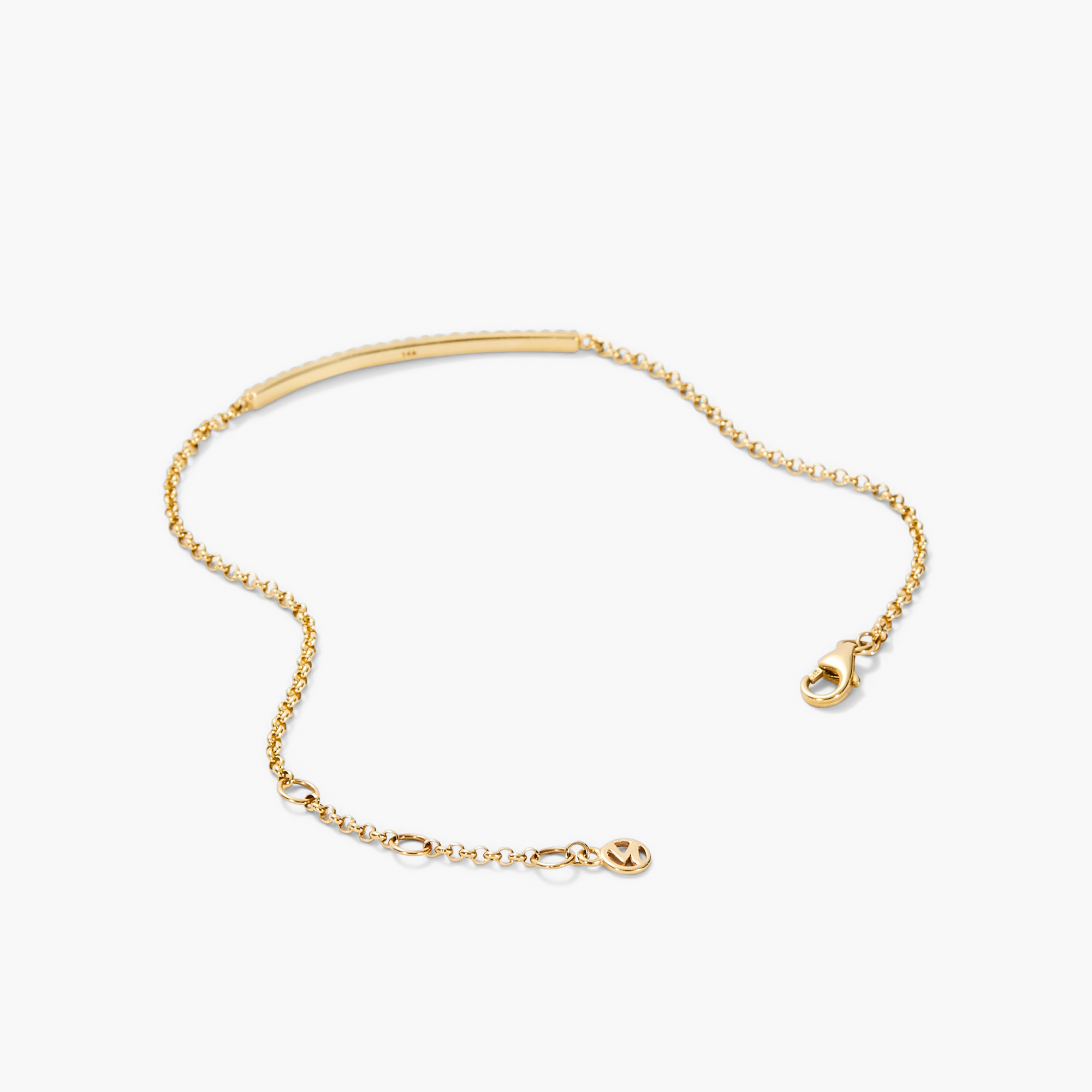 Pave Diamond Bar Bracelet featuring a sleek gold chain with an elegant bar pendant, reflecting a sophisticated jewelry design.